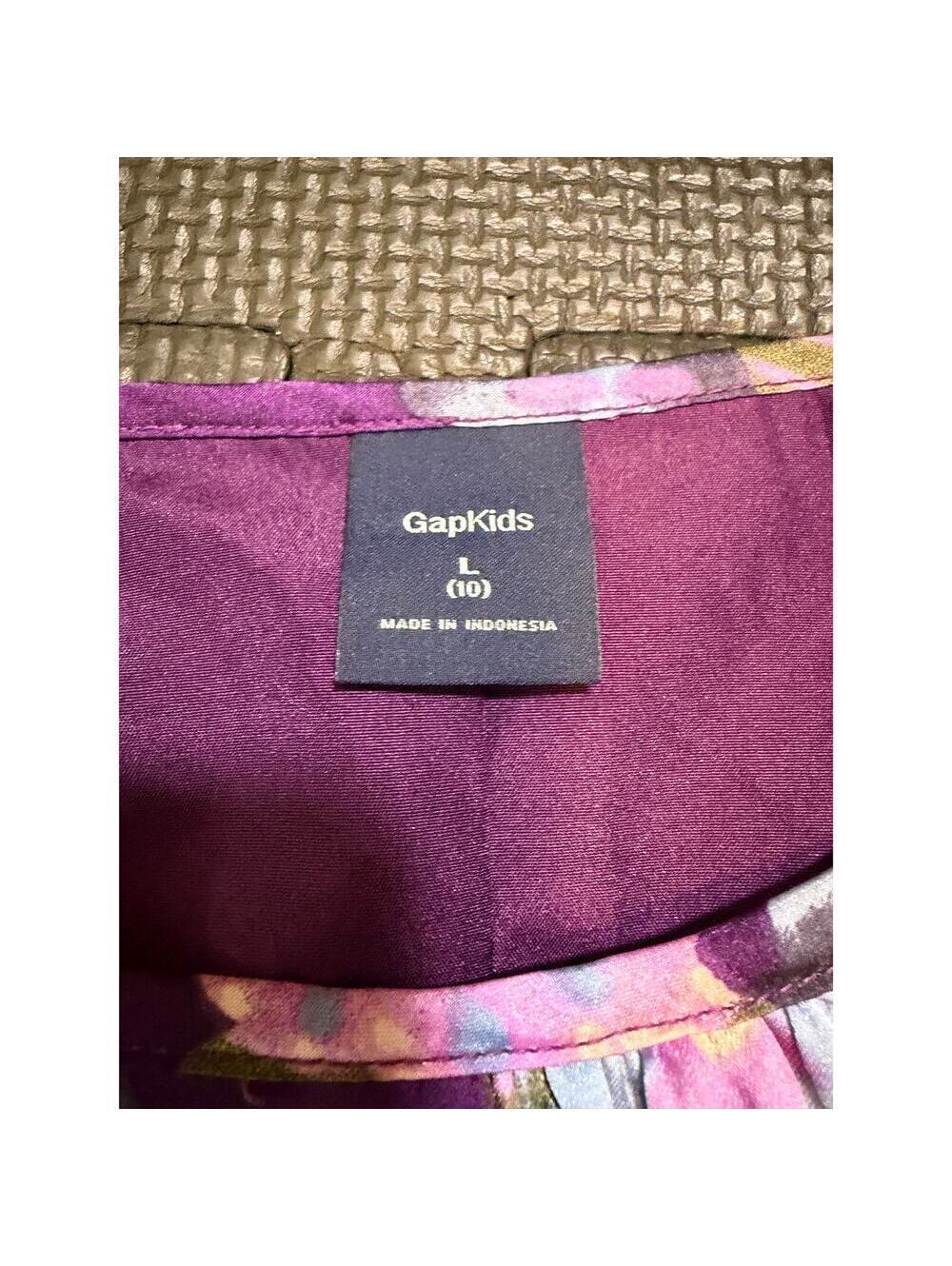 GapKids Girls Dress L 10 Purple Floral Ruffle Flutter Sleeve Lined - Picture 3 of 6
